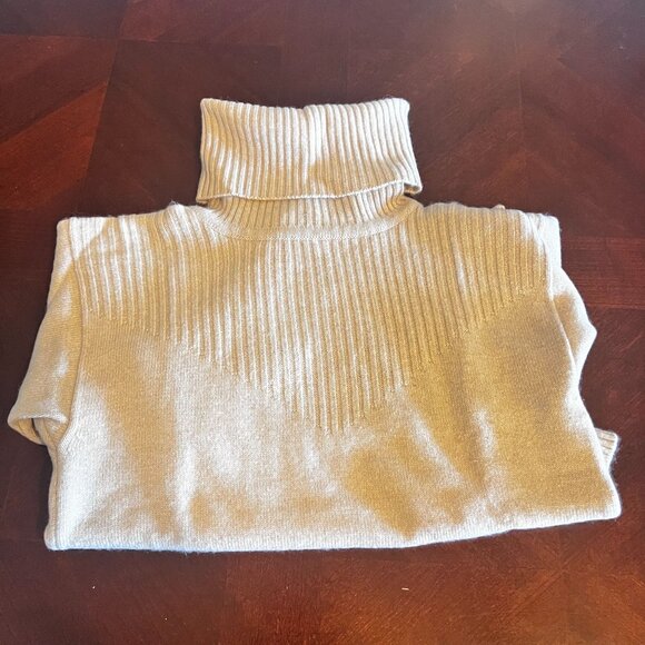 Mary‎ Ann Restivo Womens  Turtleneck Sweater 100% Cashmere S Beige Ribbed - Picture 9 of 9